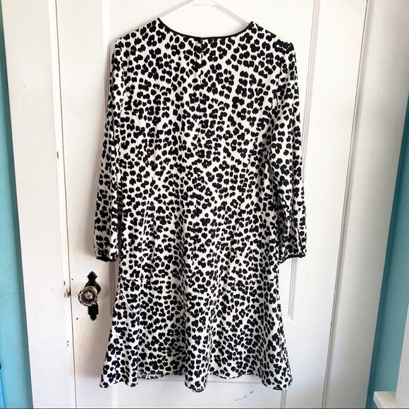 LOFT Wild Cat Flippy Bias Ruffle Dress Animal Print Dress NWT Black White Size 8 - Picture 10 of 11